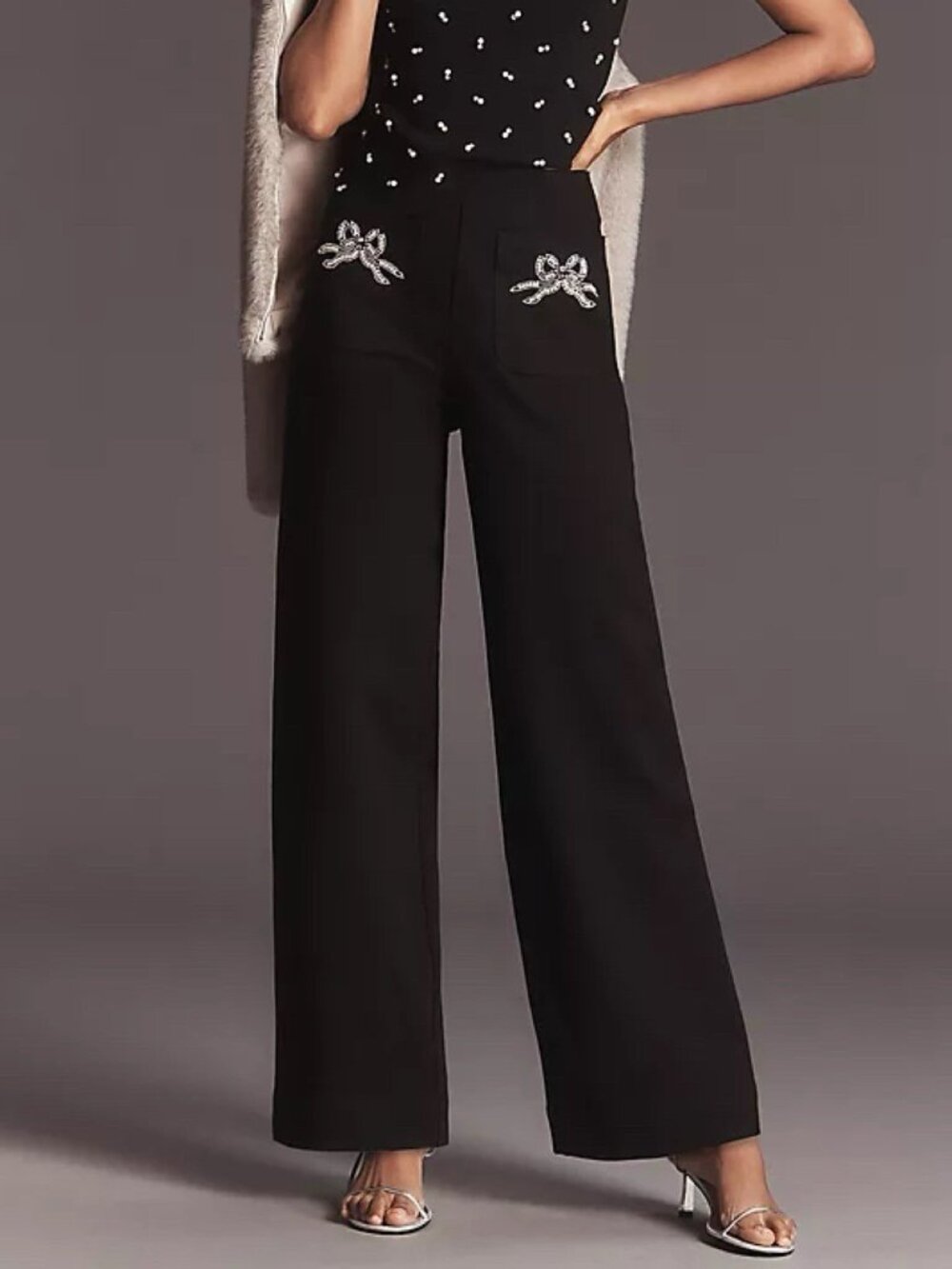 Anthropologie Colette Full-Length Embroidered Pocket Pants Maeve Black Womens 23 - Picture 1 of 12